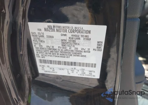 2010 Mazda Tribute I Grand Touring from USA, damaged, VIN 4F2CY0C75AKM08157